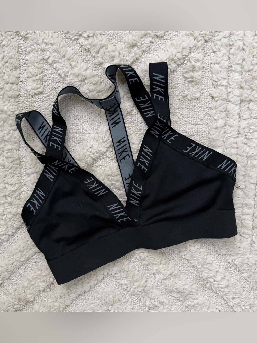 Nike Strappy Sports Bra Black Indy Logo Athletic Woman’s Size Small